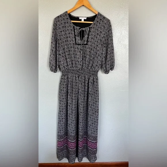 Westport Black and Pink Floral Long Sleeve Dress - Picture 1 of 9